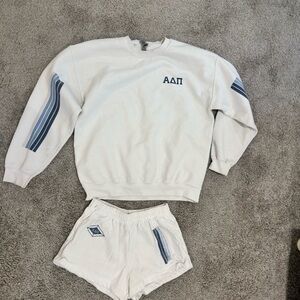 ADPI White and Blue Sweatshirt and Shorts Set
